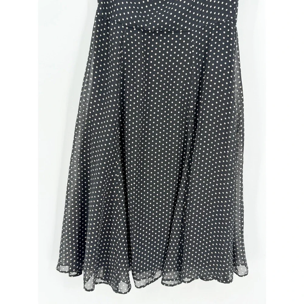 Betsey Johnson Fit and Flare Dress 2 Black EUC Polka Dot Retro Rockabilly Pinup